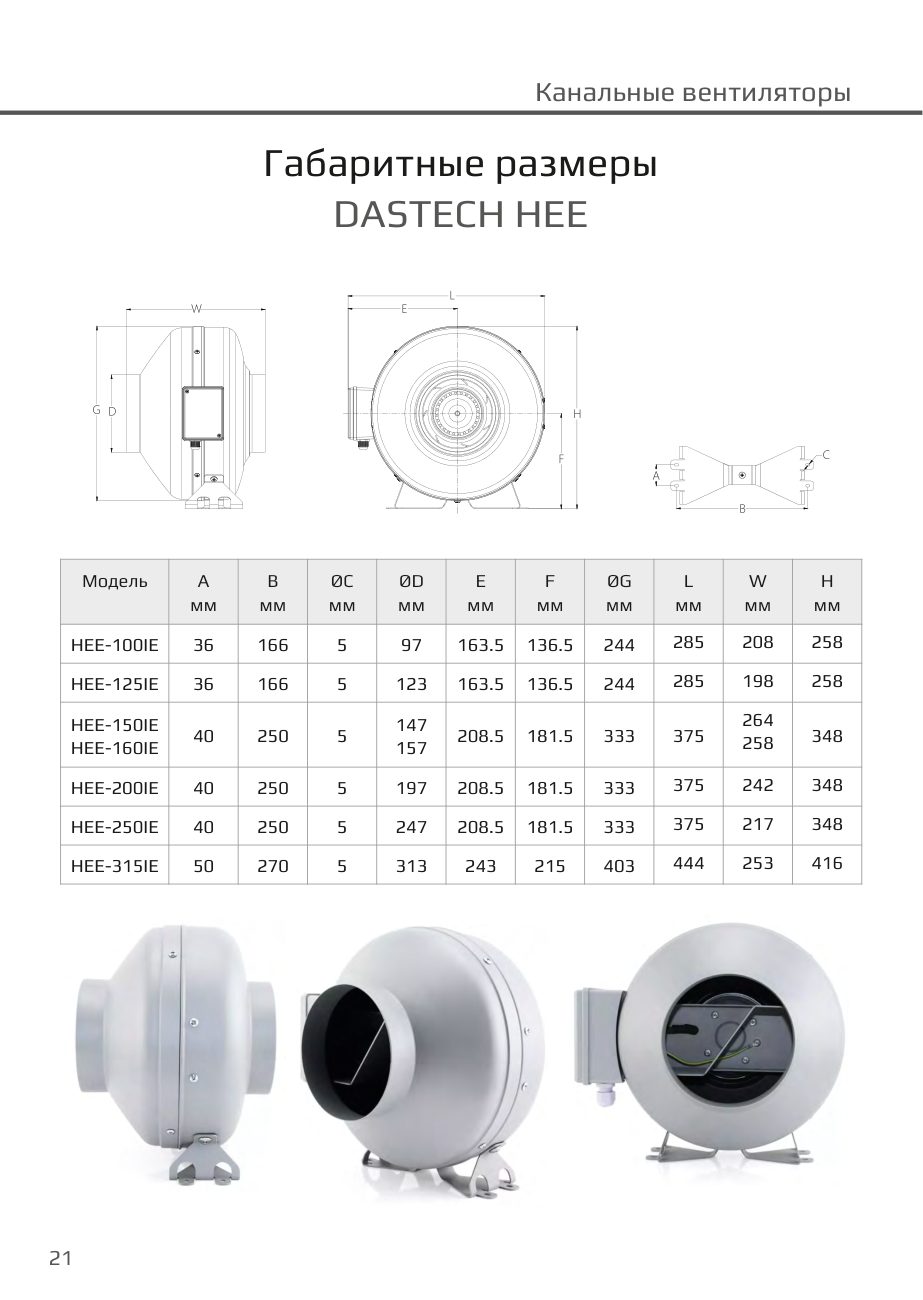 Габаритные размеры HEE Dastech HEE-250IE